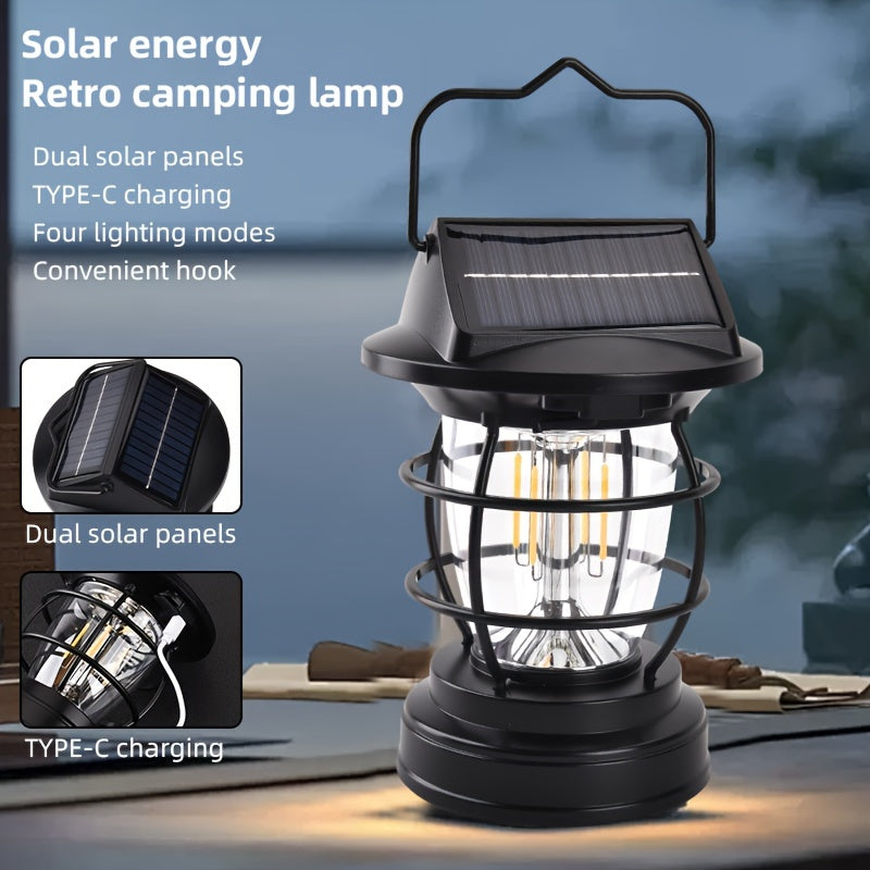Black Solar Powered LED Camping Light-2
