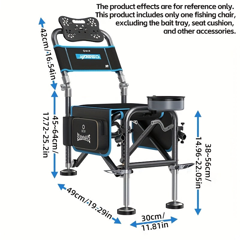 Portable Fishing Chair Adjustable Foldable Black Iron-1