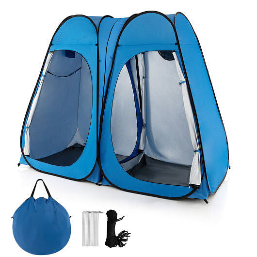 Oversized Pop Up Shower Tent with Window Floor and Storage Pocket-Black-1
