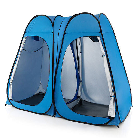 Oversized Pop Up Shower Tent with Window Floor and Storage Pocket-Black-0