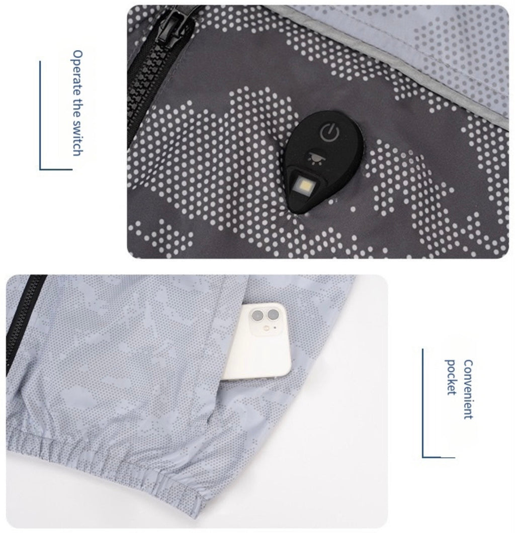 LITEGUEST Cooling Fan Jacket with LED Light Stay Cool for Outdoor