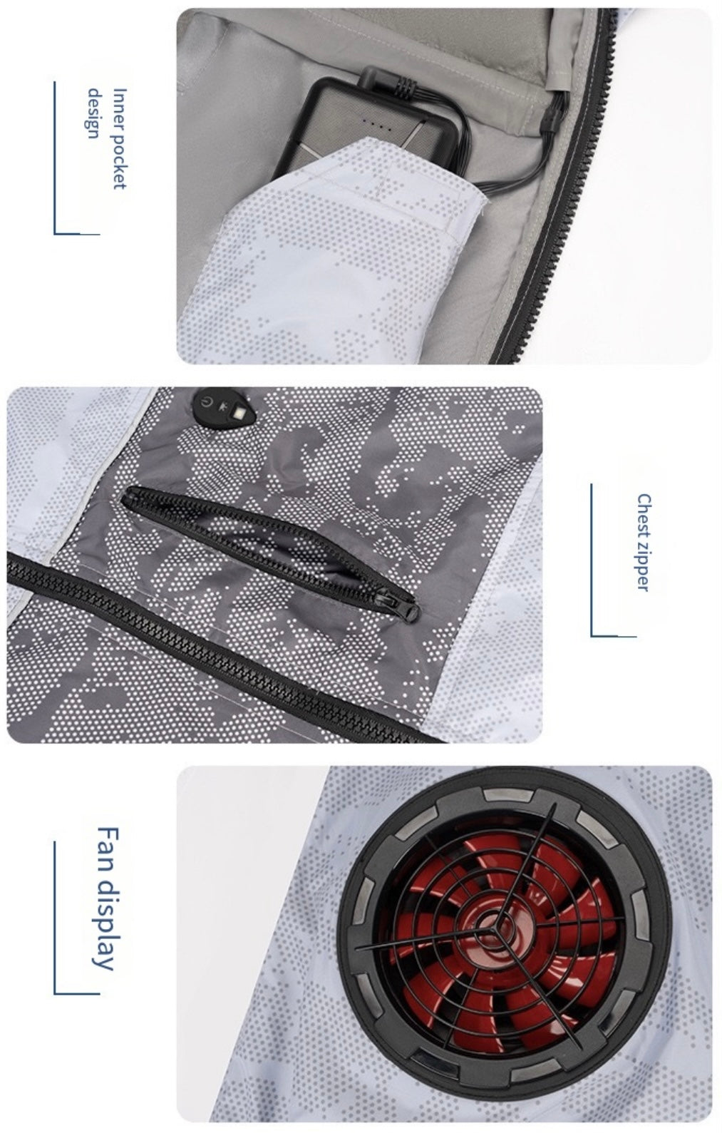 LITEGUEST Cooling Fan Jacket with LED Light Stay Cool for Outdoor