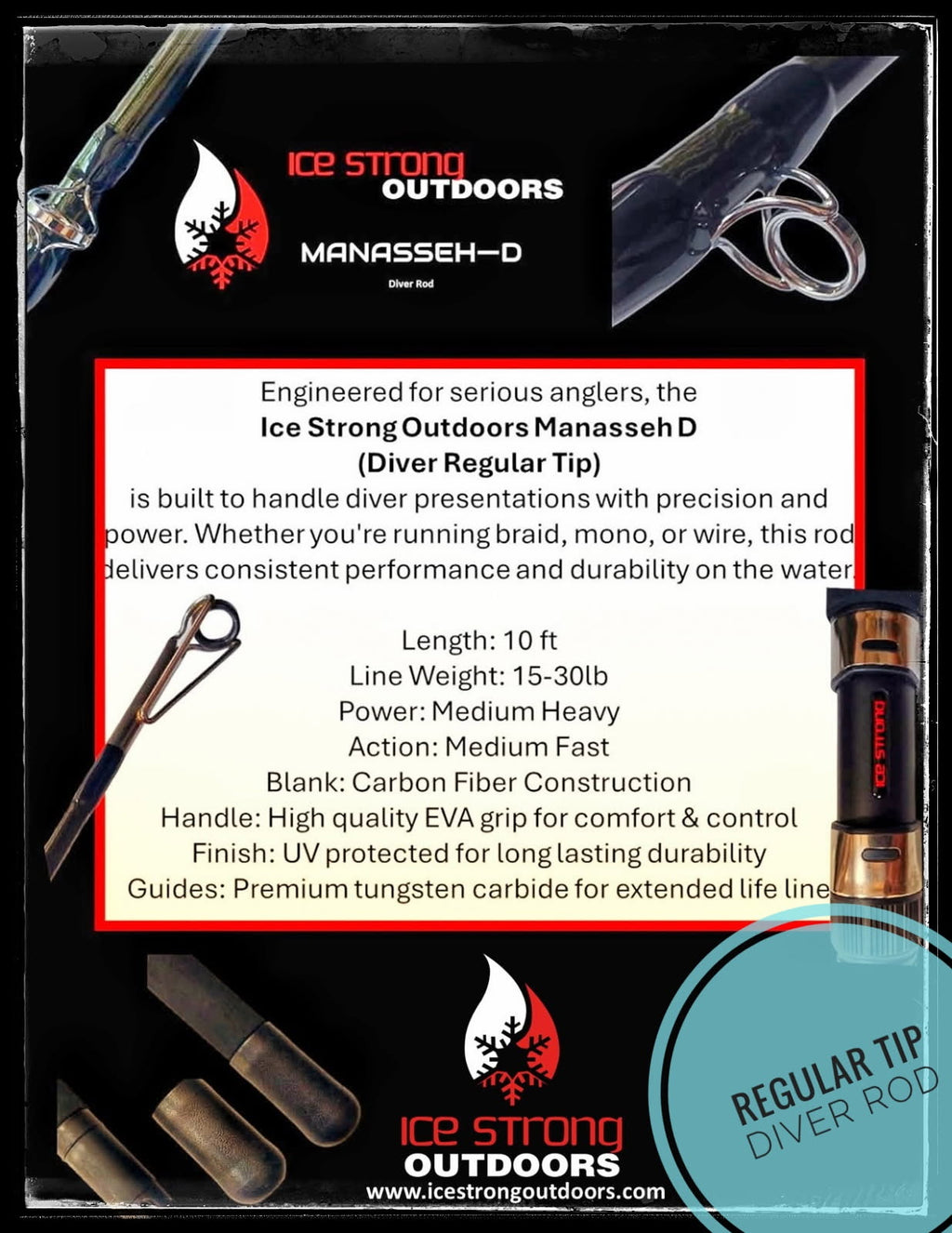Ice Strong Outdoors - Manasseh -Diver Rods Roller Tip / Regular Tip