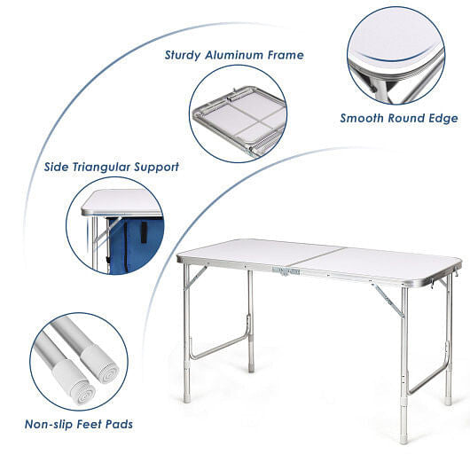Height Adjustable Folding Camping  Table-Gray-3