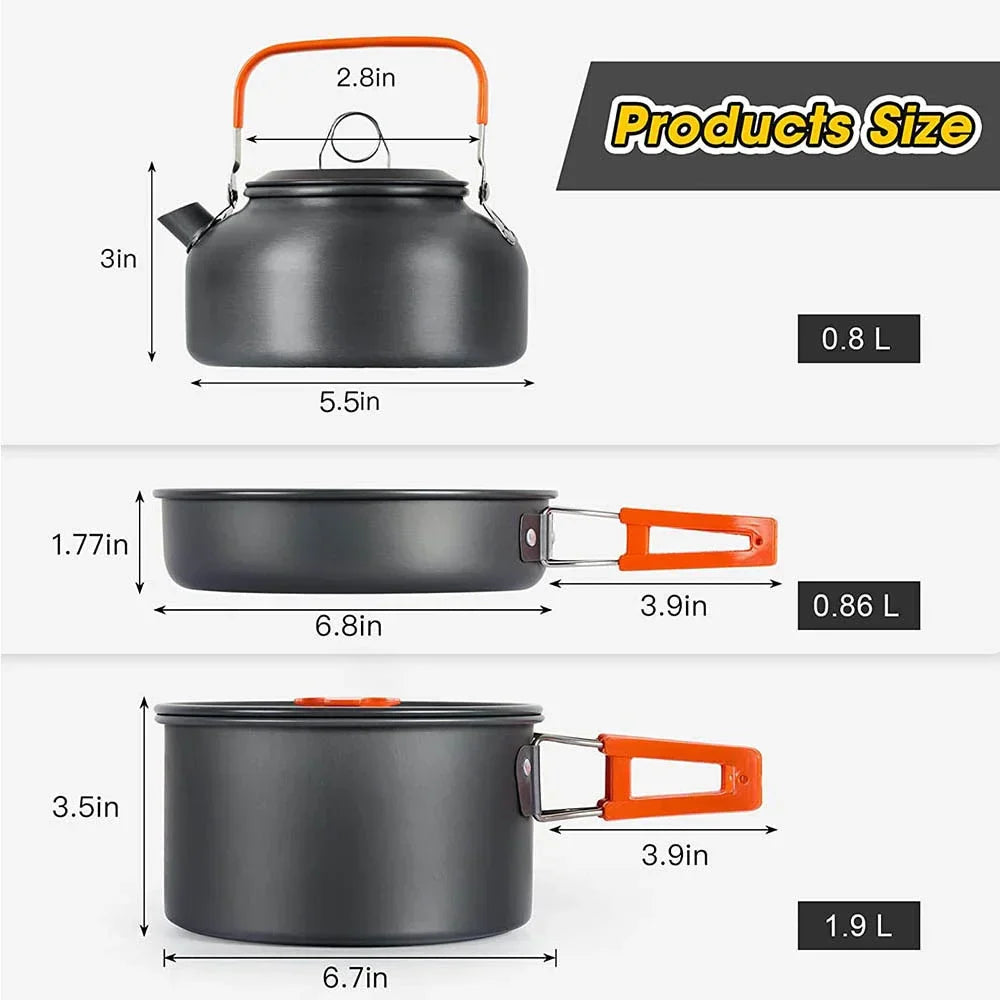 Camping Cookware Set Non-Stick Pots for 2-3 People-4