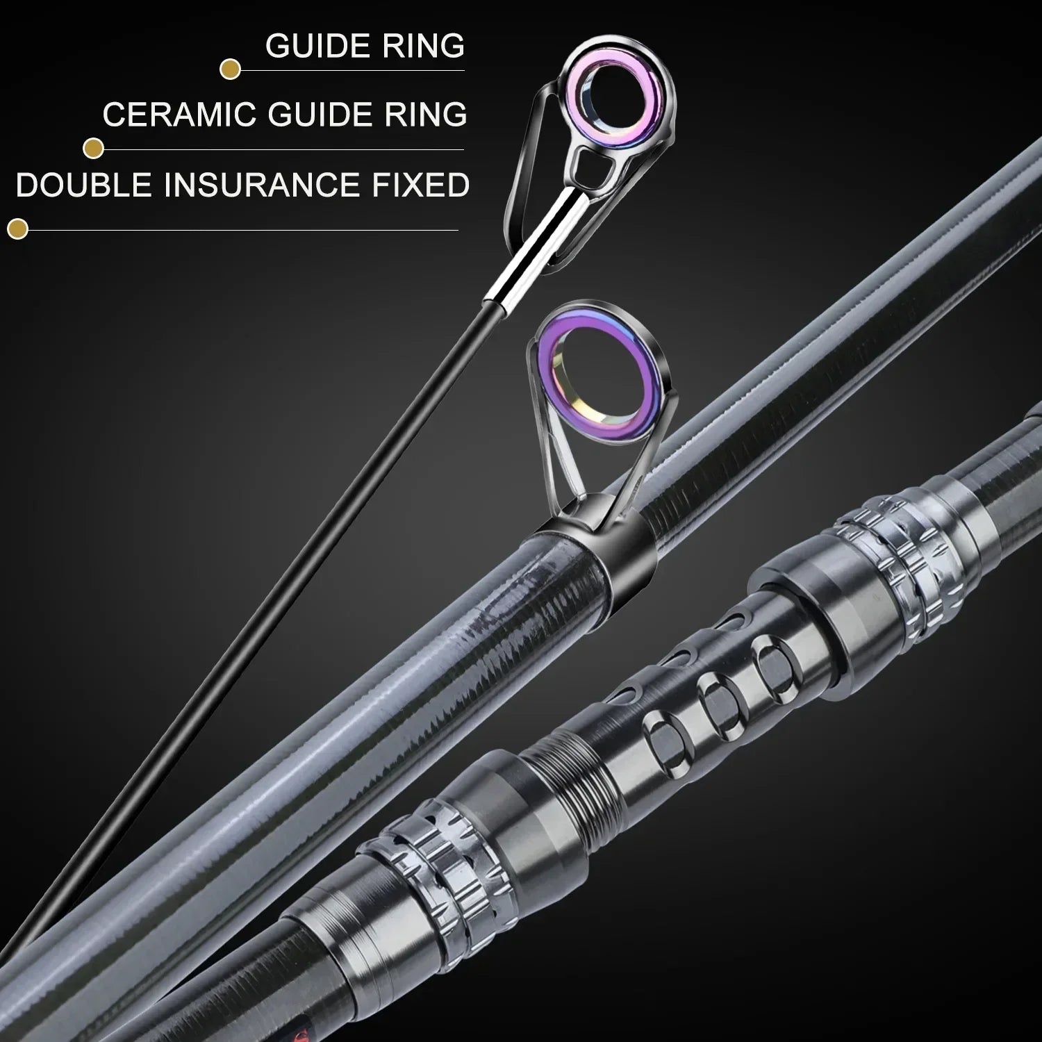 Telescopic Rod and Spinning Reel Carbon Fiber Travel Set Black-2