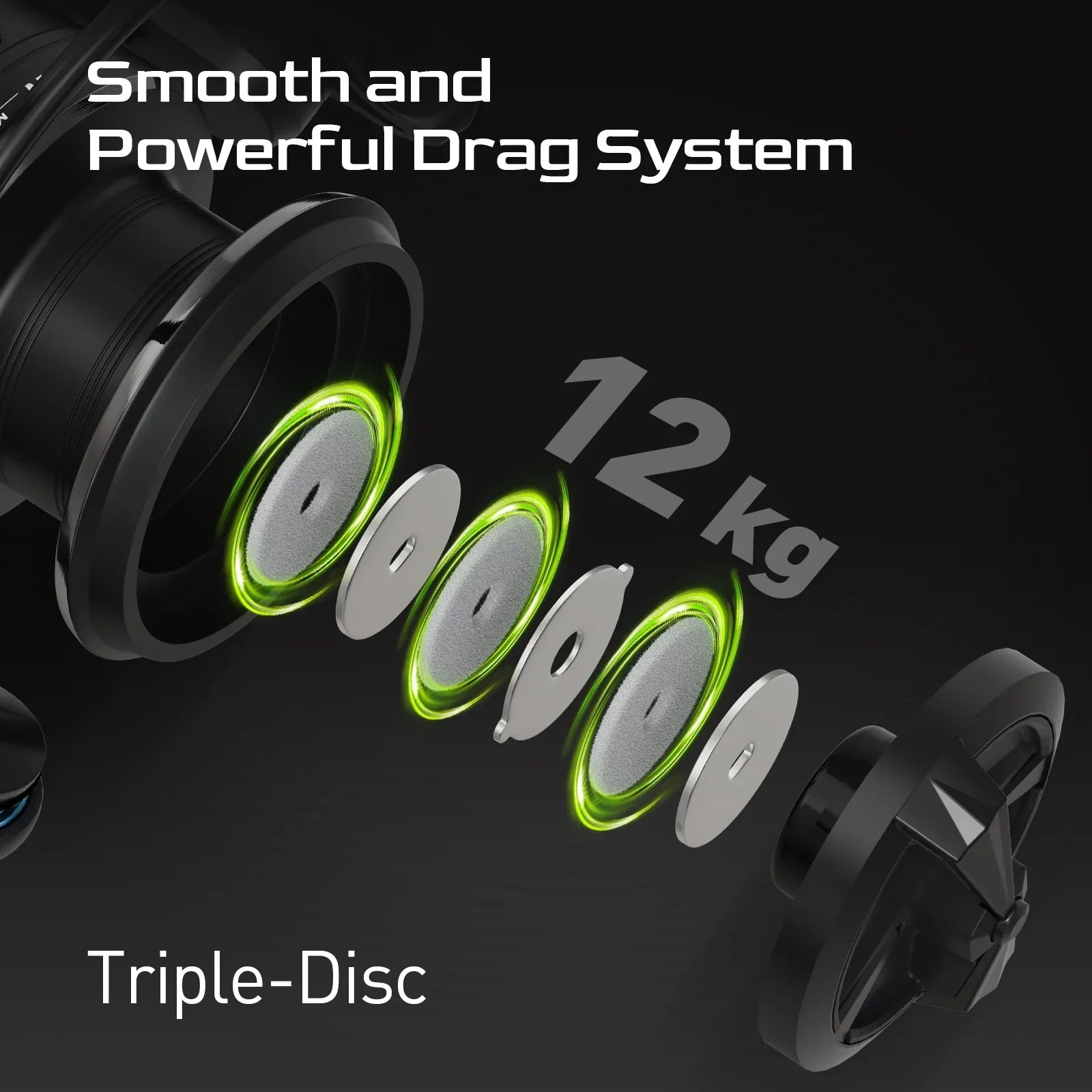 5000 Series Graphite Spinning Reel Left/Right Handed Black-4