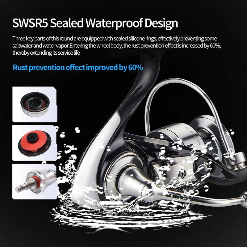 7000 Series Saltwater Spinning Reel 5KG Drag Silver-1