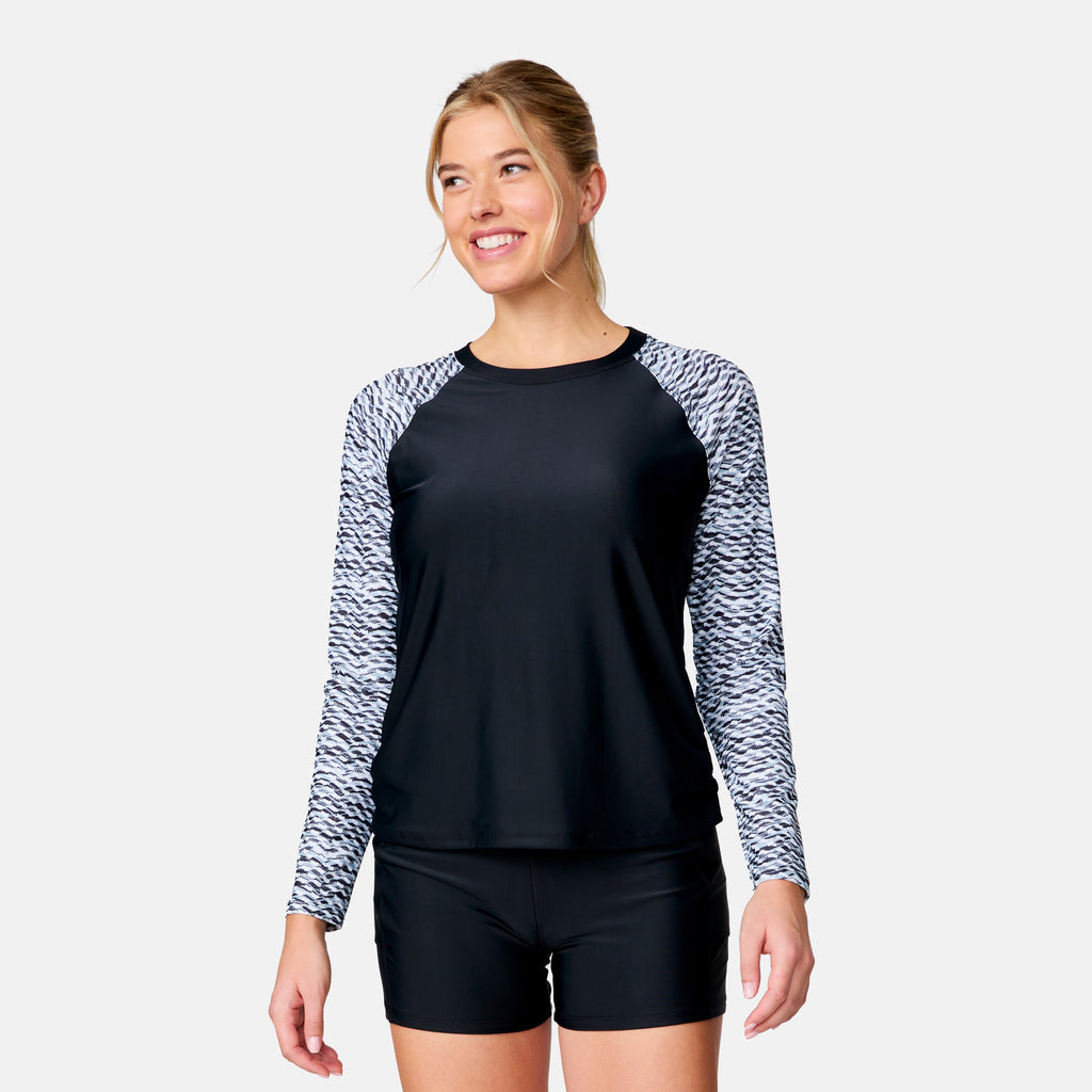 Women's Long Sleeve Swim Shirt with Built-in Bra