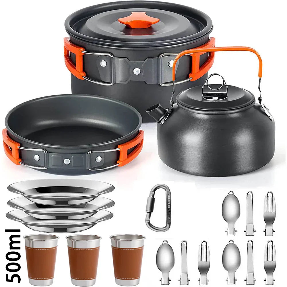 Camping Cookware Set Non-Stick Pots for 2-3 People-1