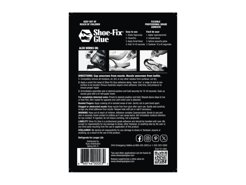 Shoe-Fix Glue BLACK: Professional Grade Shoe Repair Glue For Shoes, Sandals and more