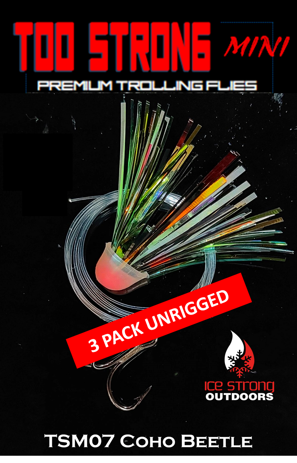 Too Strong Premium Trolling MINI Flies - 3 Pack Unrigged
