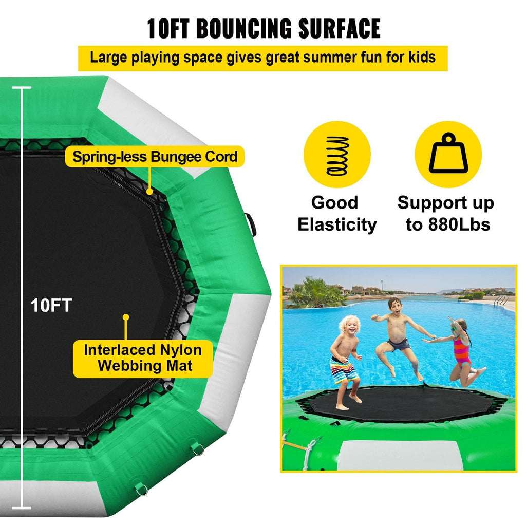 10FT Inflatable Water Trampoline with Ladder – Round Water Bouncer