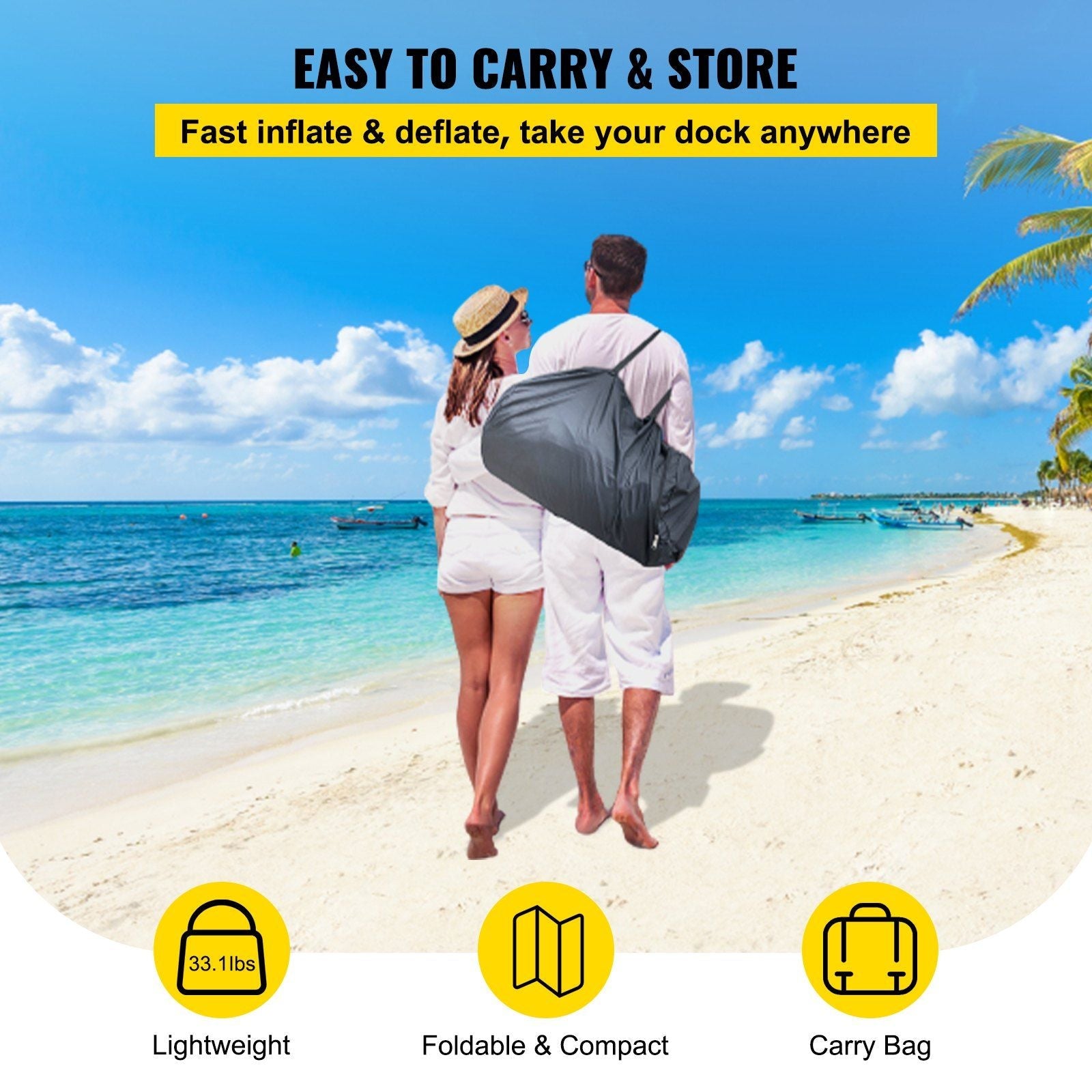 8x5 ft Inflatable Floating Dock Platform with Electric Air Pump