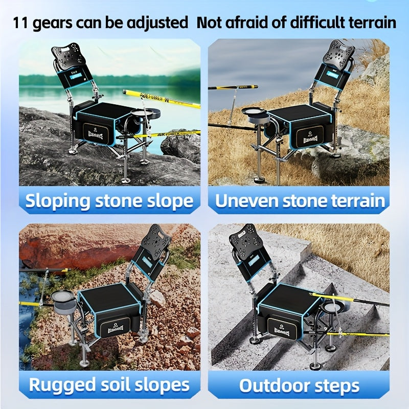 Portable Fishing Chair Adjustable Foldable Black Iron-2